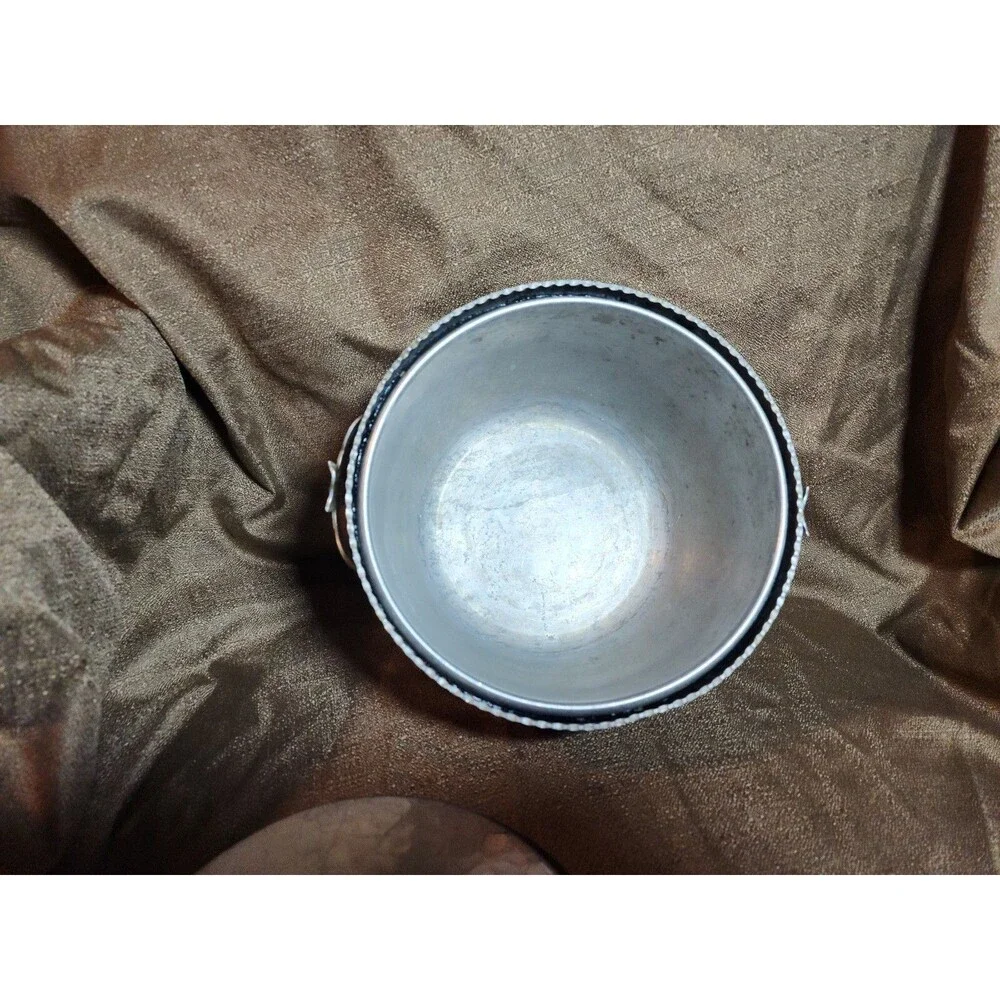 Hammered Aluminum Ice Bucket Mid Century Madmen Style Rose Bud Top Vintage